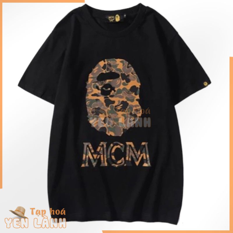 Áo thun nam tay ngắn họa tiết rằn ri Bape X mcm