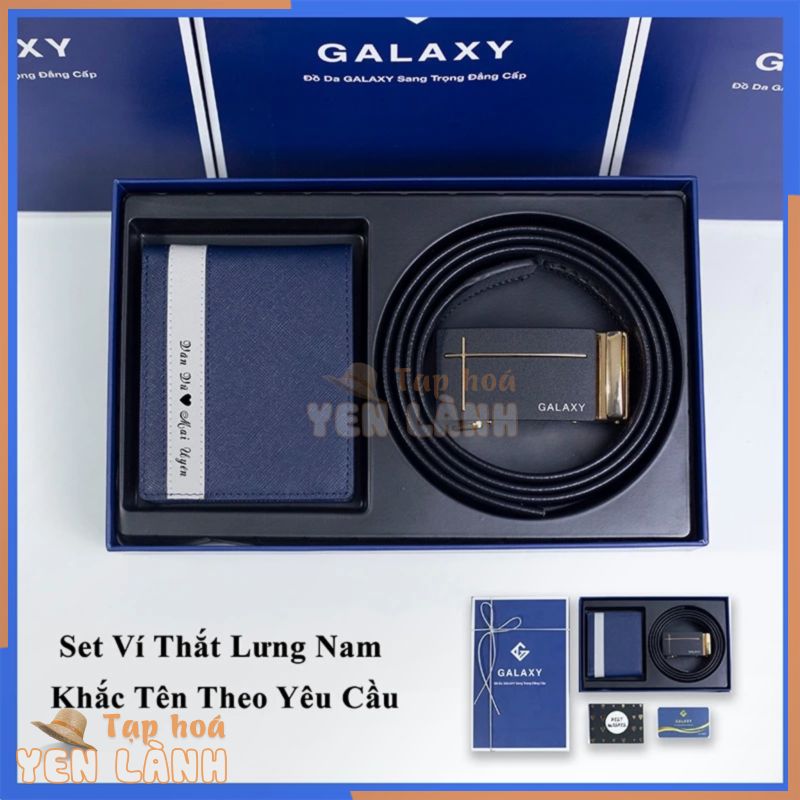 Set Ví Thắt Lưng Nam Da Bò Thật GALAXY Khắc Tên Theo Yêu Cầu Combo Quà Tặng Cao Cấp Độc Đáo GLX008