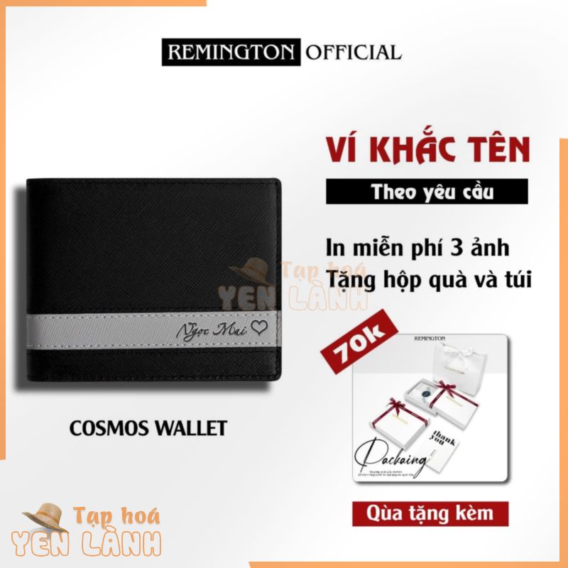 Ví nam khắc tên theo yêu cầu Remington – Cosmos ngang miễn phí in 3 ảnh và tặng kèm hộp, túi giấy làm quà tặng