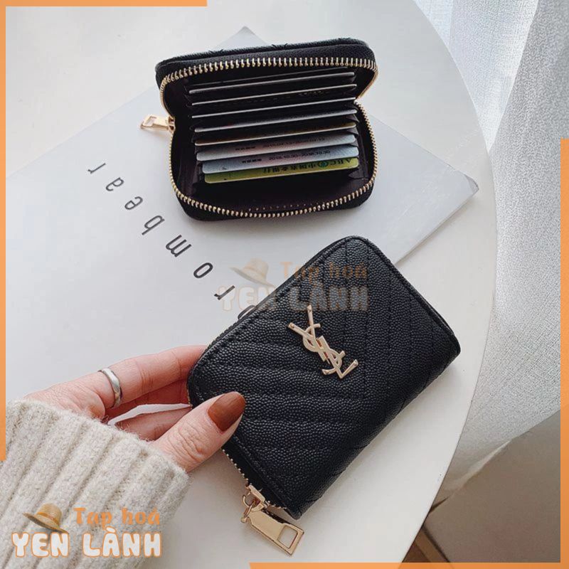 Ysl 2023 mới đựng thẻ nữ siêu mỏng khóa ngắn hình thoi ví nhỏ đa chức năng đựng thẻ kinh doanh