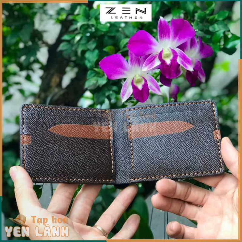 Ví nam mini AD15 bóp nam may thủ công làm từ da bò epsom nhập khẩu, bóp da dáng ngang nhỏ gọn tiện dụng- Zen Leather