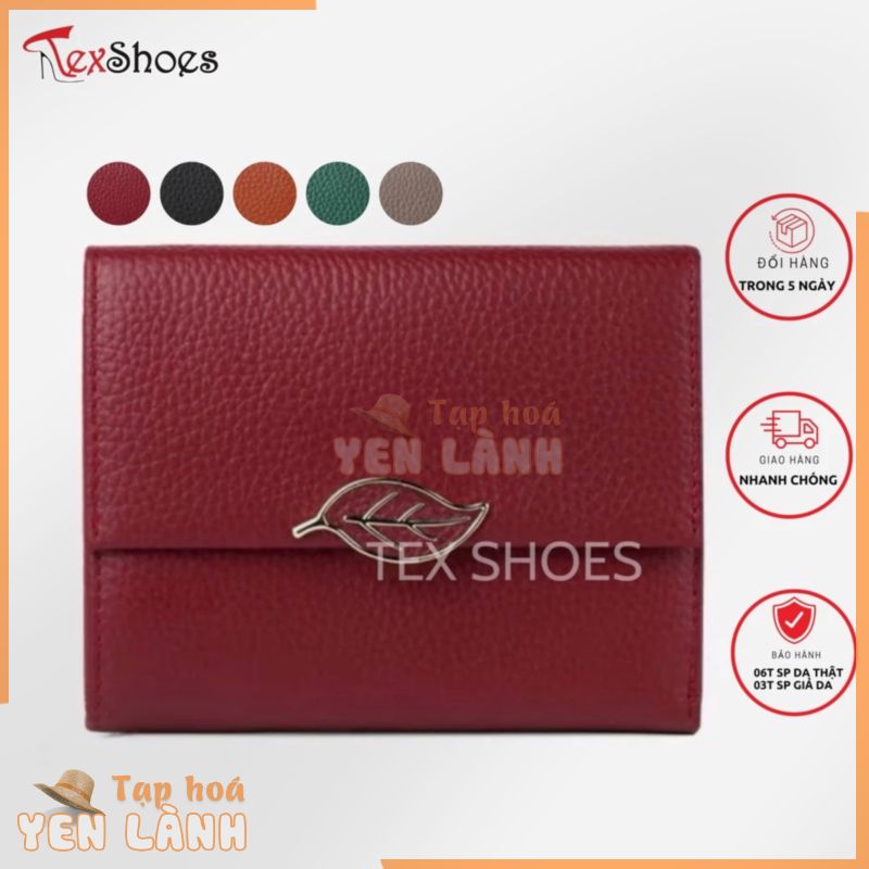 Ví nữ da bò thời trang cao cấp, leather wallet sang trọng VNXK TEX SHOES