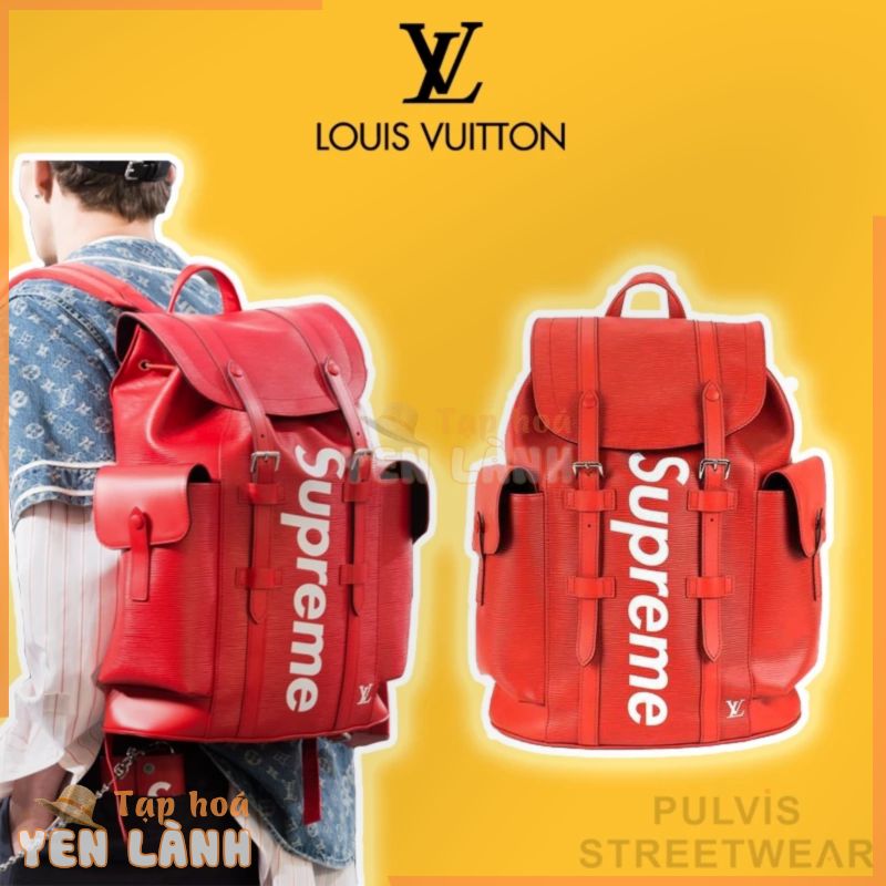 ⚡️[Mirror Quality] – Balo Luon Vuittuoi x Supreme Christopher Backpack Epi PM Red, Ba lô Supreme LV, balo đi học