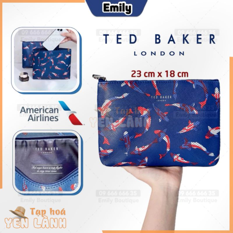 Ví Ted Baker London hàng gift hạng bay thương gia American Airline hoạ tiết cá Koi may mắn