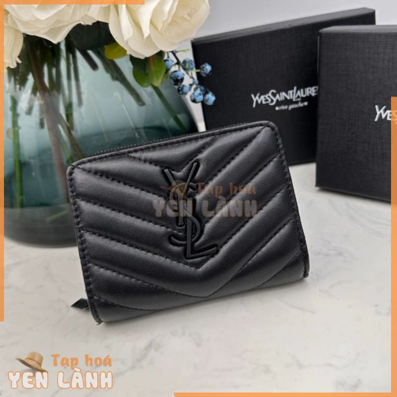 Ysl Saint Laurent Mới Chính Hãng Da Dây Kéo Đa Năng Ví Đựng Tiền Xu Ví Đựng Thẻ Túi