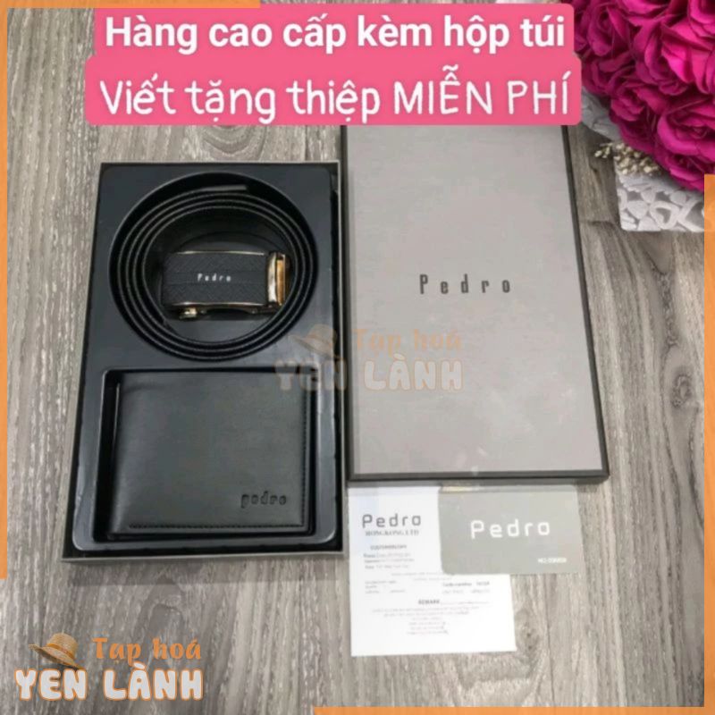 Set ví thắt lưng nam Pedro fullbox, Quà cho nam sang trọng có túi giấy tặng kèm