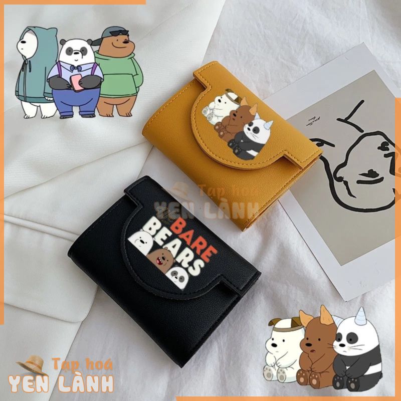 Ví We Bare Bears cho nữ Ví đựng thẻ Ví đựng tiền xu Ví dễ thương cho nam Ví ngắn