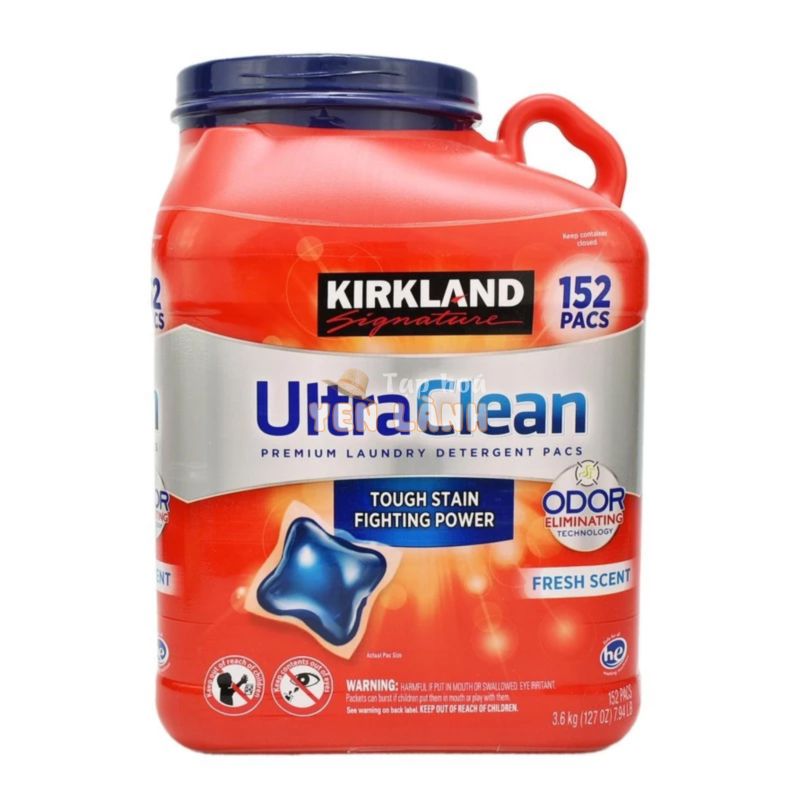 Viên giặt xả quần áo Kirkland Ultra Clean xuất xứ Mỹ 152 viên