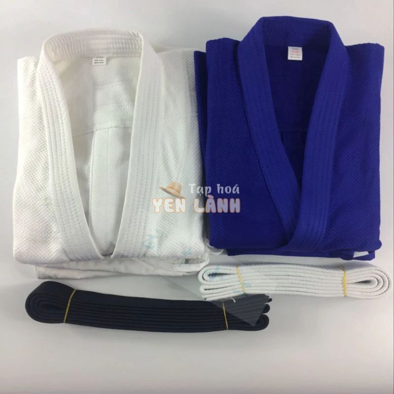 Bộ Quần Áo Tập Võ Taekwondo Vải Cotton Màu Trắng Xanh Dương Cho Người Lớn Và Trẻ Em