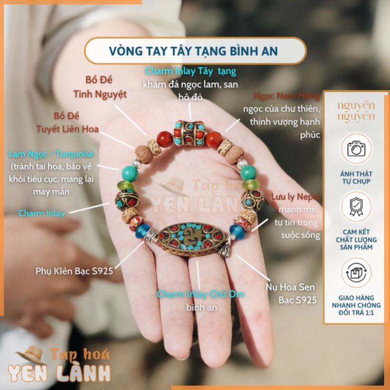 Best-seller [Ảnh Thật] Vòng đeo tay Tây Tạng Bình An tăng May Mắn, năng lượng cao từ các charm hạt thủ công tốt lành