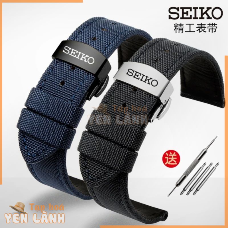 Dây đeo đồng hồ Nylon + da 18mm 19mm 20mm 21mm 22mm 24mm cho Seiko No.5 Skx007 Skx009 Dây đeo cổ điển Vòng đeo tay phát hành nhanh bằng vải Thắt lưng đồng hồ nam Khóa chốt bướm có Logo