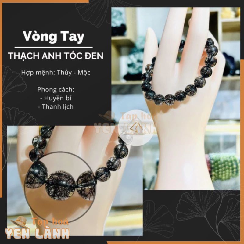 Vòng Tay Đá Phong Thủy Gia An – Chuỗi Đeo Tay Đá Thạch Anh Tóc Đen Thiên Nhiên Thể Hiện Sự Thanh Lịch, Sang Trọng