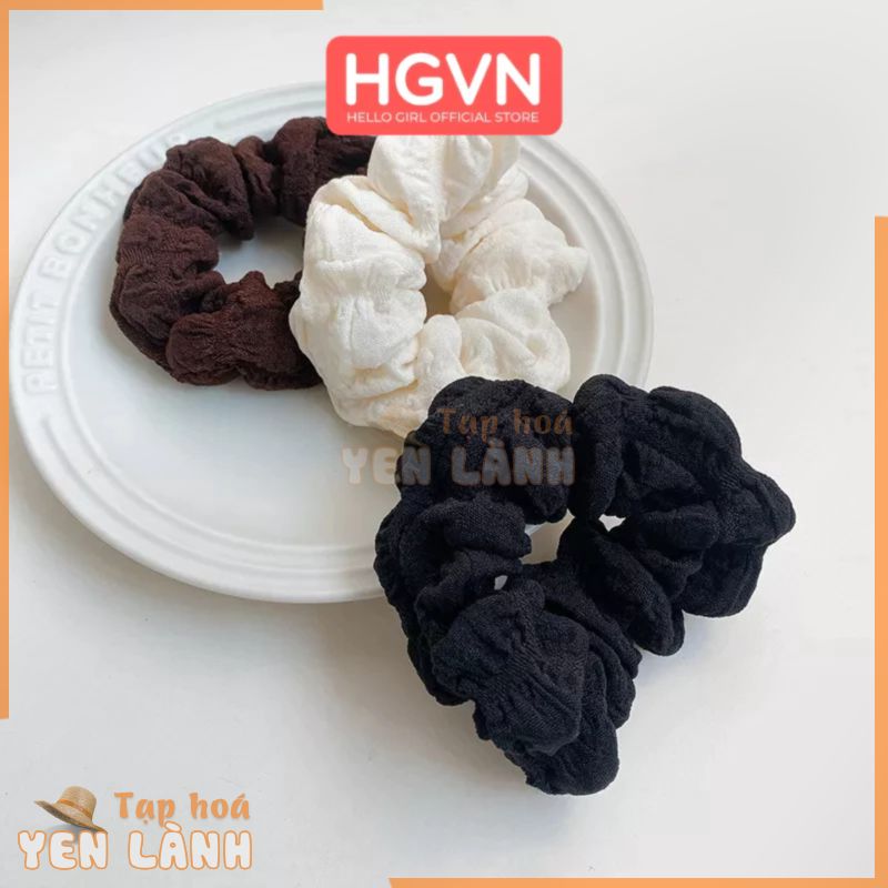 Dây Chun Thun Buộc Tóc Vòng Đeo Tay Vải Scrunchies Họa Tiết Xếp Ly HGVN Phong Cách Retro Hàn Quốc Dành Cho Bạn Nữ