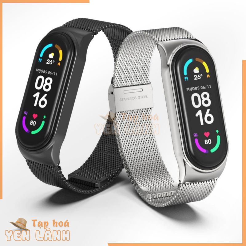 Dây đeo mi band 7 6 5 4 3 – Dây đồng hồ xiaomi miband kim loại – Vòng tay thông minh thép inox