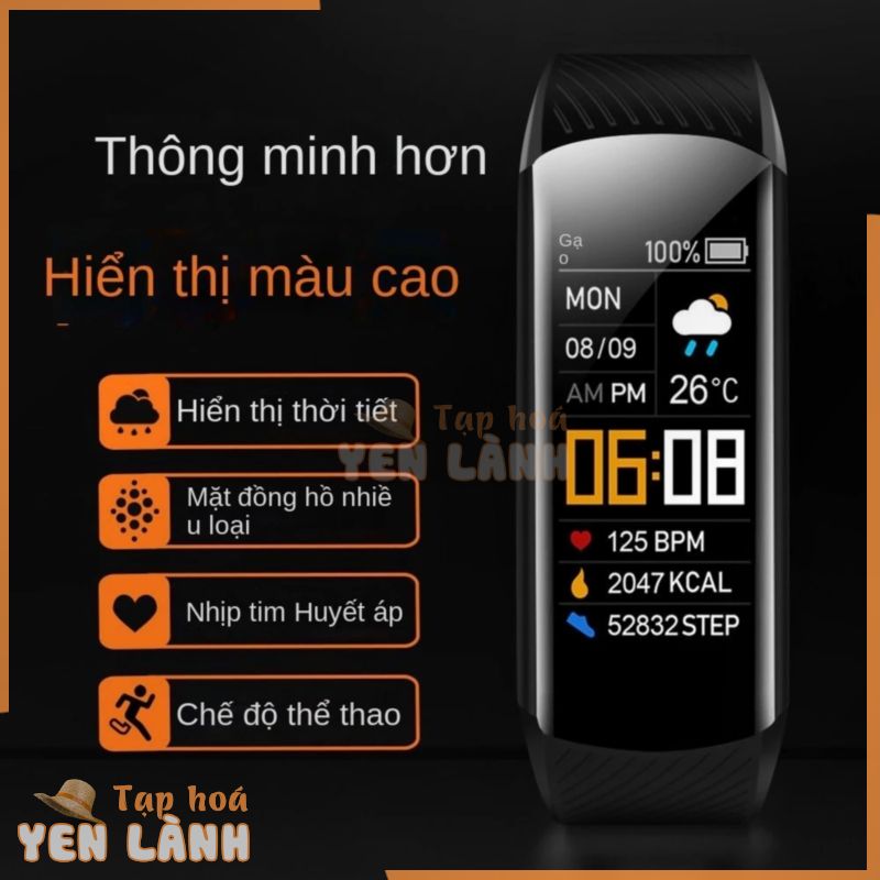 Vòng Đeo Tay Thông Minh Đồng Hồ Thông Minh Kiểm Tra Sức Khỏe Vòng Tay Thể Thao Theo Dõi Giấc Ngủ Quà Tặng Mẫu MớiC5SMàn