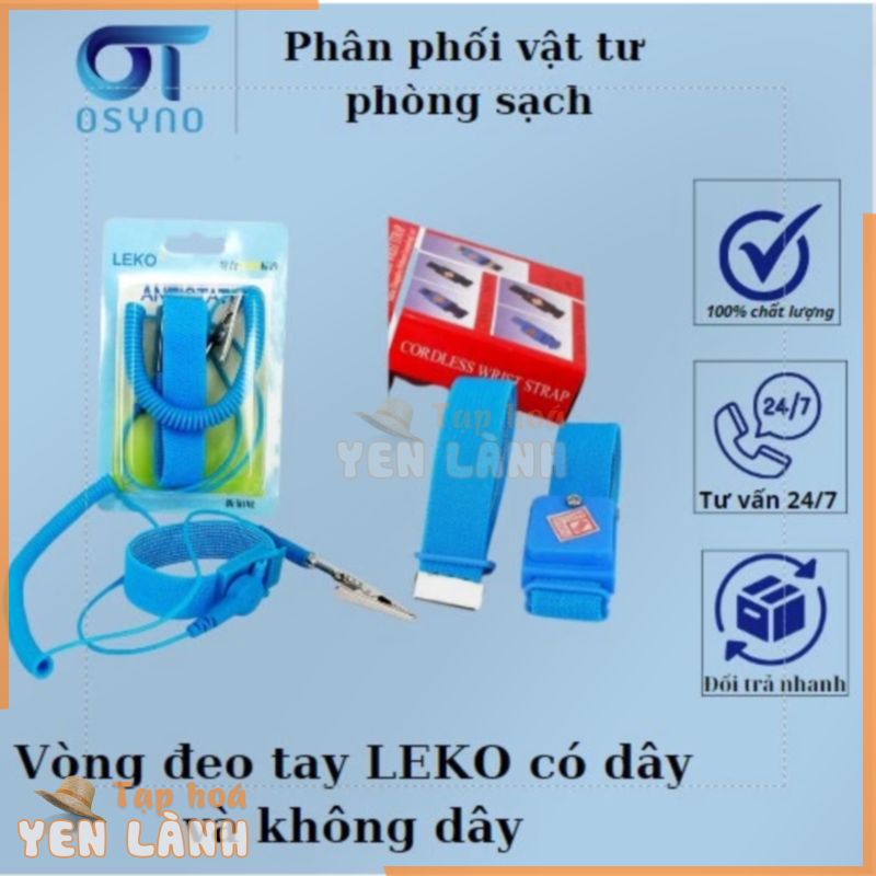 Vòng đeo tay chống tĩnh điện LEKO (có dây và không dây) màu xanh dương dùng trong phòng sạch chất liệu nhựa PVC và thép