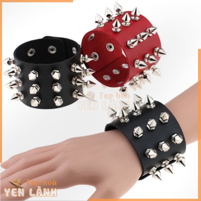 Vòng Đeo Tay Mũi Nhọn Ba Hàng Gai Độc Đáo Phong Cách Punk Gothic Rock Unisex & Vòng Tay Thời Trang Cho Nam