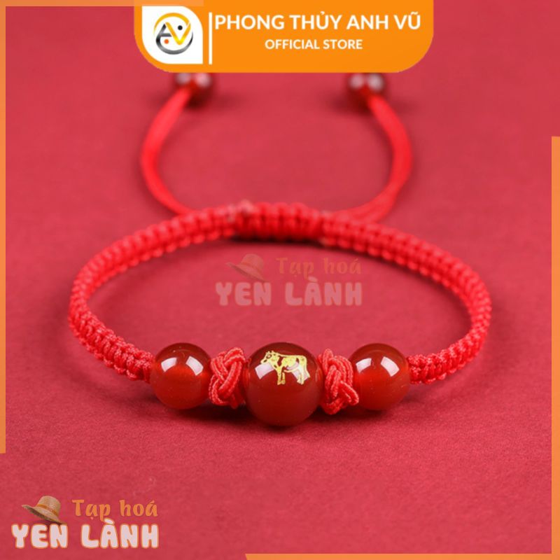 Vòng phong thủy chỉ đỏ may mắn – Vòng đeo tay hình con giáp tuổi sửu – bảo hành 12 tháng