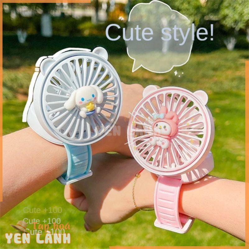 ⚡Trong Kho⚡Sanrio Cinnamoroll Cổ Tay Sạc USB đồng Hồ Fan Dễ Thương Vòng đeo Tay Mùa Hè Di động Đồng Hồ Fan Trẻ Em Sinh Viên Cầm Tay Quạt Nhỏ