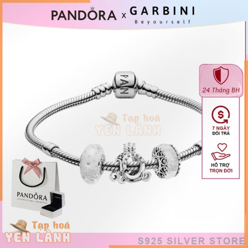 Vòng tay pandora mix charm fullbox s925, lắc tay bạc pandora phong thủy mệnh kim – Garbini