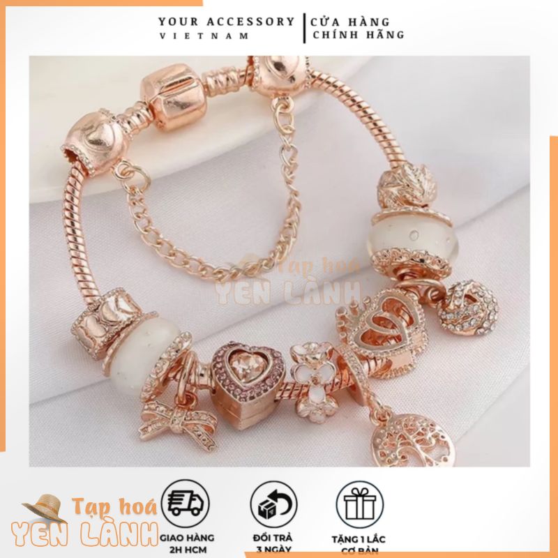 Vòng Tay Charm Kiểu Pandora May Mắn Mệnh Thổ, Hỏa, Thủy- Vòng Charm Phong Thủy Thu Hút Tài Lộc