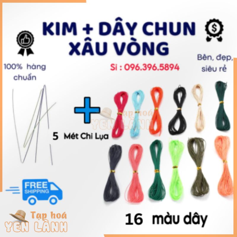 COMBO 5 Mét Chỉ Lụa Co Giãn + Kim Xâu Vòng Tay – 16 Màu – Hàng Loại Đẹp – Dây Xâu Vòng Gỗ, Vòng Đá Phong Thủy, Nối Tóc