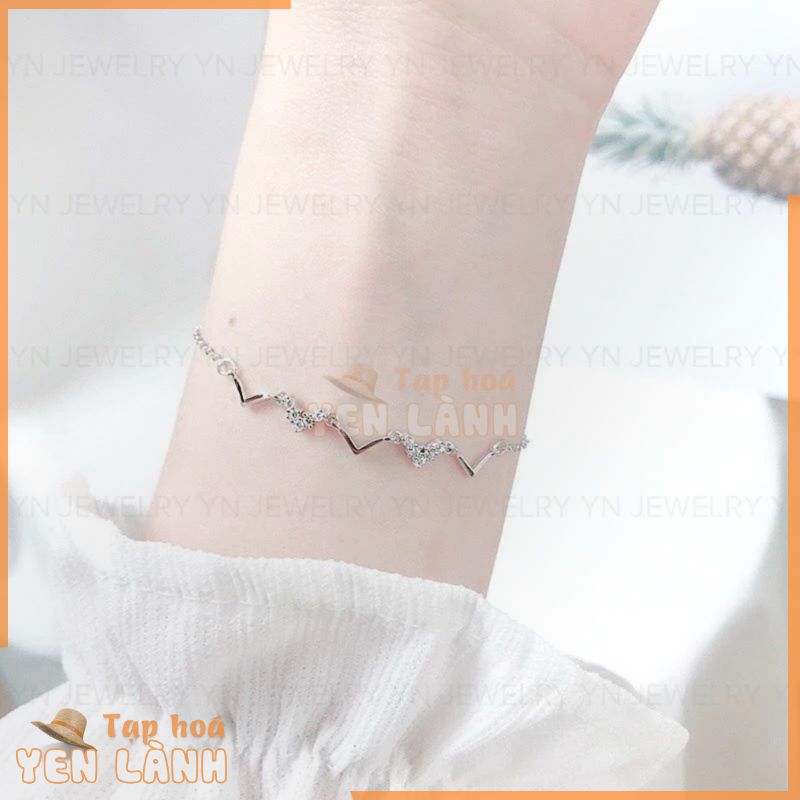 Lắc tay zic zac bạc 925 đính đá   YN JEWELRY SL