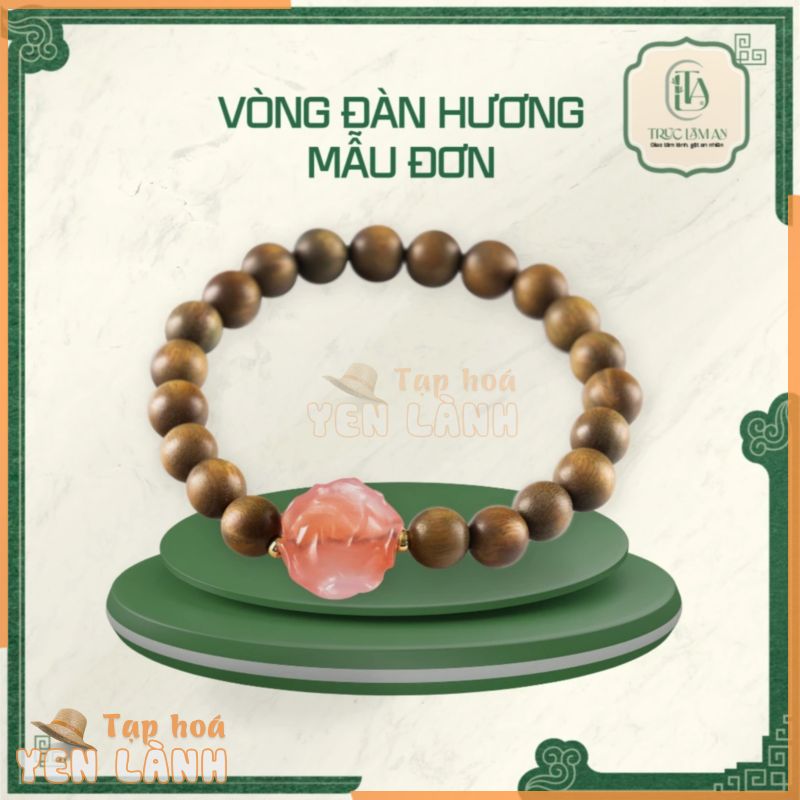 Vòng Tay Gỗ Đàn Hương Mix Charm Hoa Mẫu Đơn, Trang Sức Hô Thân May Mắn, Giàu Sang và Cầu Mong Tình Duyên Êm Ấm Hạnh Phúc