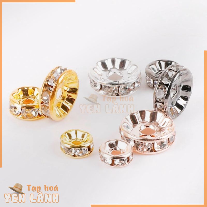 Hạt đá thạch pha lê kim loại bằng sắt đồng dùng làm vòng cổ/ vòng tay 4mm/6mm/8mm/10mm