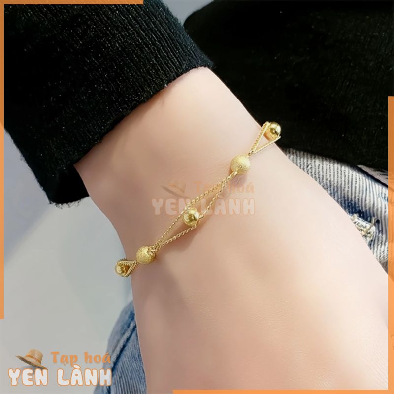 Vòng tay bằng thép không gỉ mạ vàng chất lượng cao Mạ điện 24K Vàng đính cườm trang sức thời trang