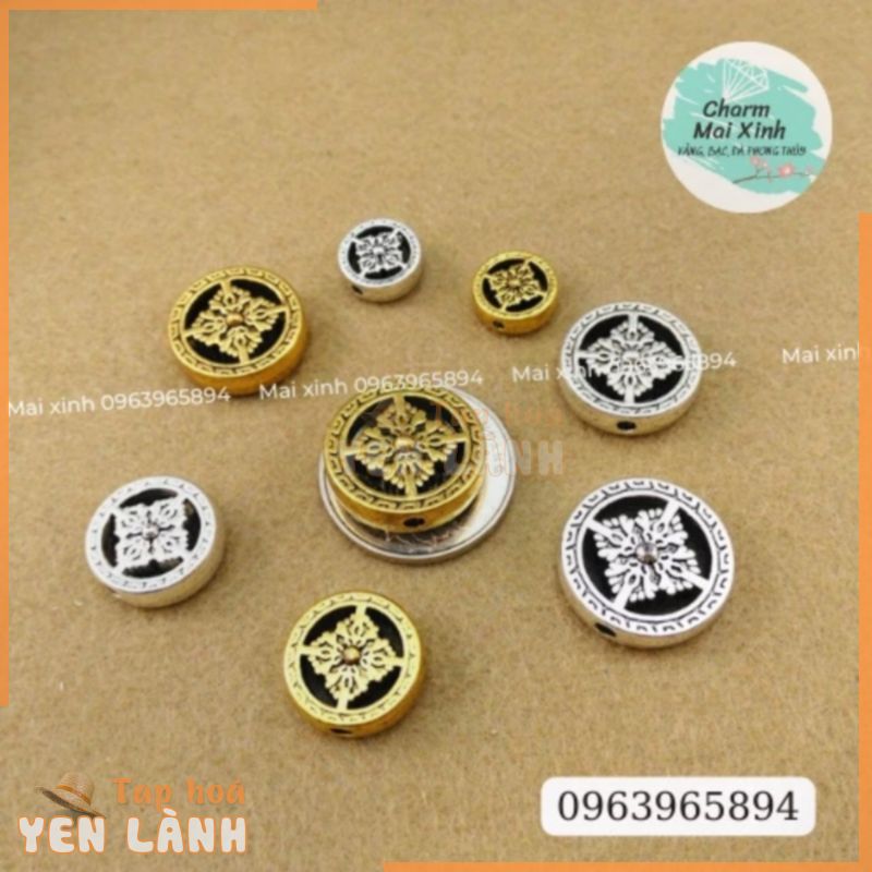 (KL) Bánh Xe Pháp Luân – 2 Size- phụ kiện xâu vòng tay nam nữ, charm phối vòng tay phong thuỷ handmade tự làm