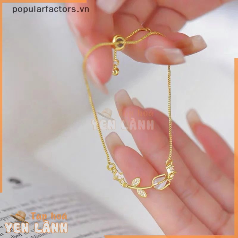 [Phổ Biến] Vòng Tay Hoa tulip Hạt Đá opal Sáng Bóng Điều Chỉnh Được Hợp Thời Trang Hàn Quốc [vn]