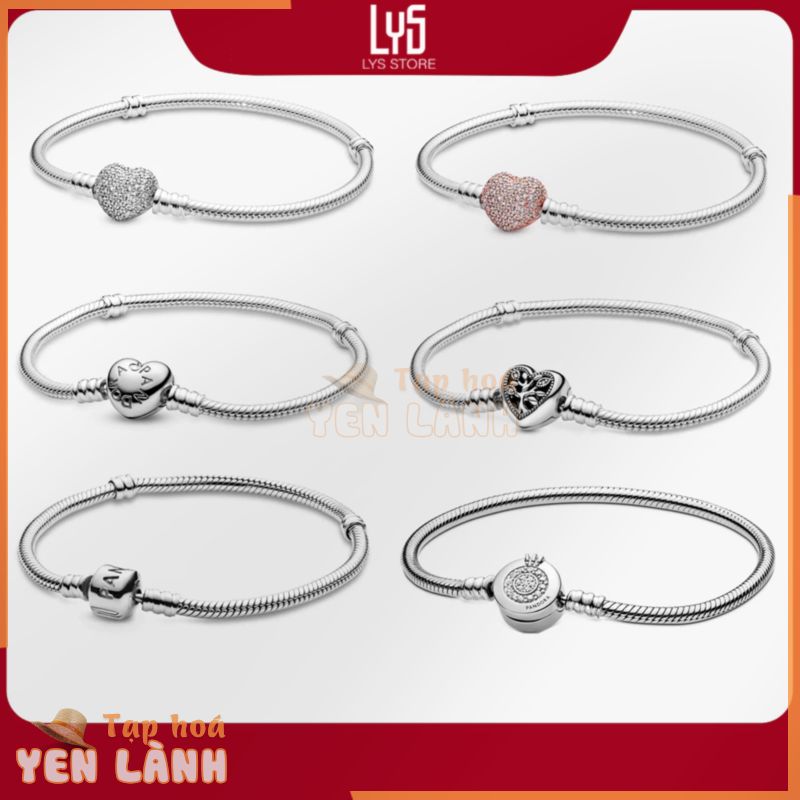 Vòng Tay bạc S925 Moments Sparkling Heart Clasp Snake Chain Bracelet Pan2015 Fullbox – Bạc S925