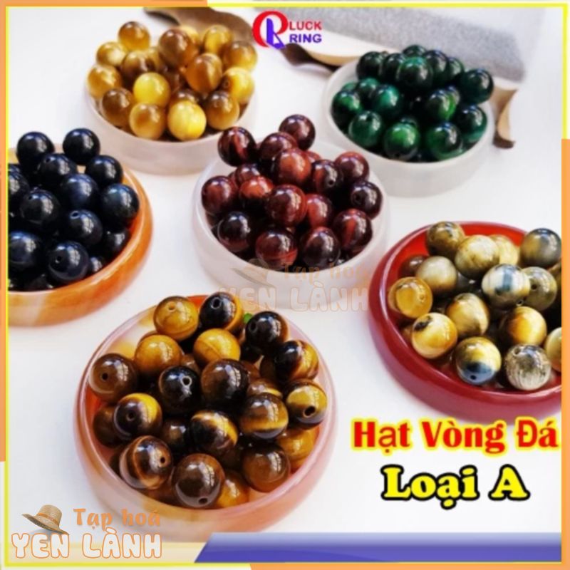 Hạt Đá Phong Thuỷ xâu vòng tay handmade 8 10 12 14mm nam nữ mệnh kim mộc thủy hỏa thổ [Giá cho 1 hạt] Tặng dây+Kim xâu