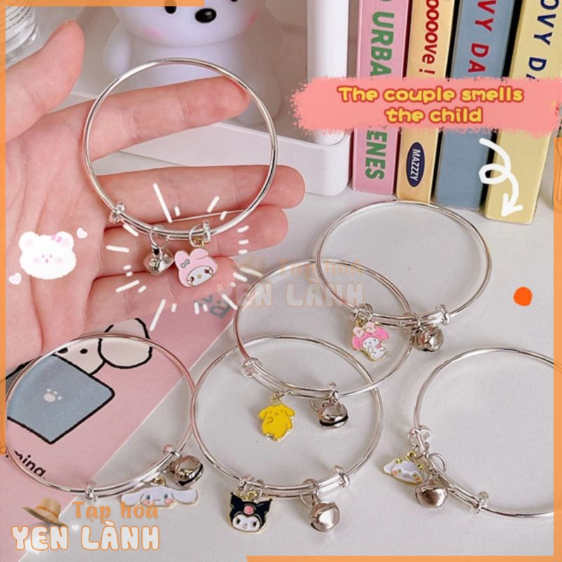 Vòng tay kiểu chuông họa tiết Sanrio hoạt hình có thể điều chỉnh phong cách dễ thương dành cho nữ