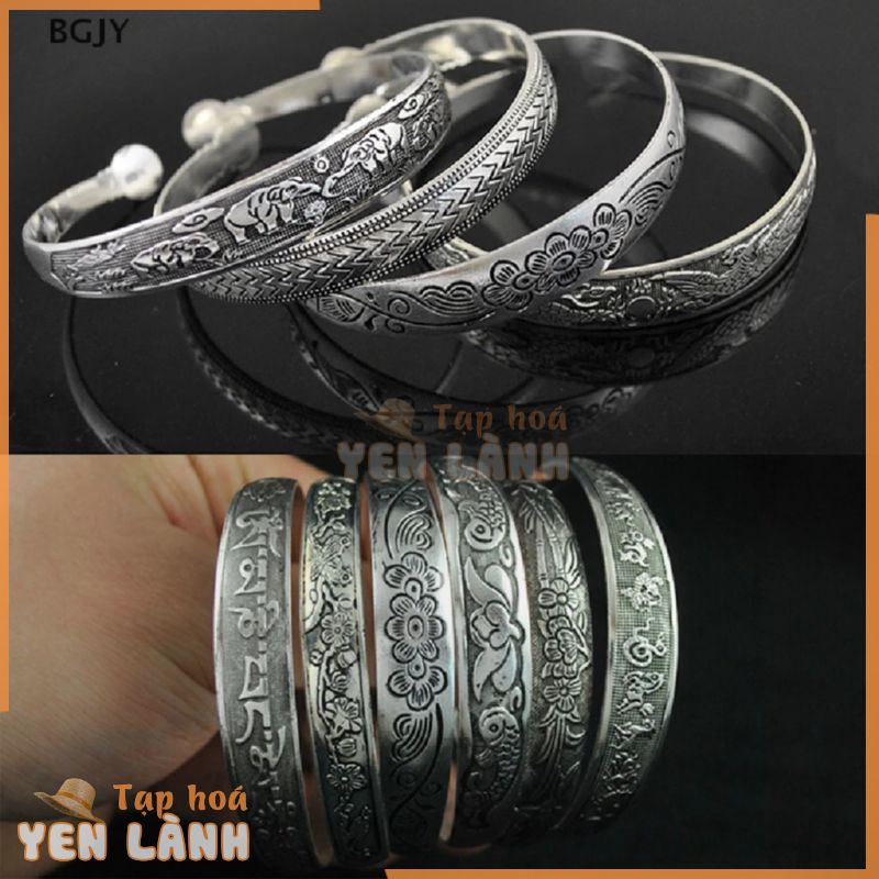 BGJY Retro Opening Bracelet Jewelry Vintage Tibetan Silver Totem Carved Bangle Cuff NEW