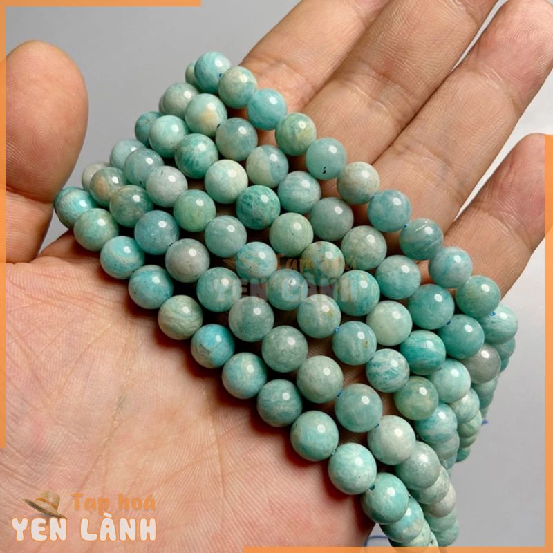 Đá Tự Nhiên Xanh Amazonite Tròn Miếng Đệm Hạt Trang Sức Làm Rời Đá Quý Hạt Tự Làm Vòng Tay Vòng Cổ Phụ Kiện