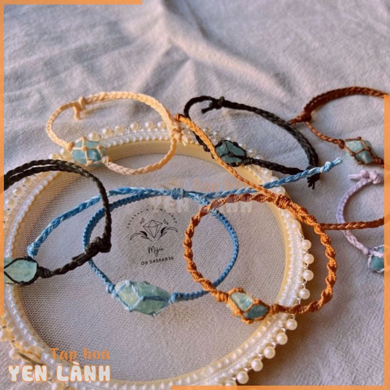 Vòng tay handmade đá thô Aquamarine (Ngọc Xanh Biển) tự nhiên