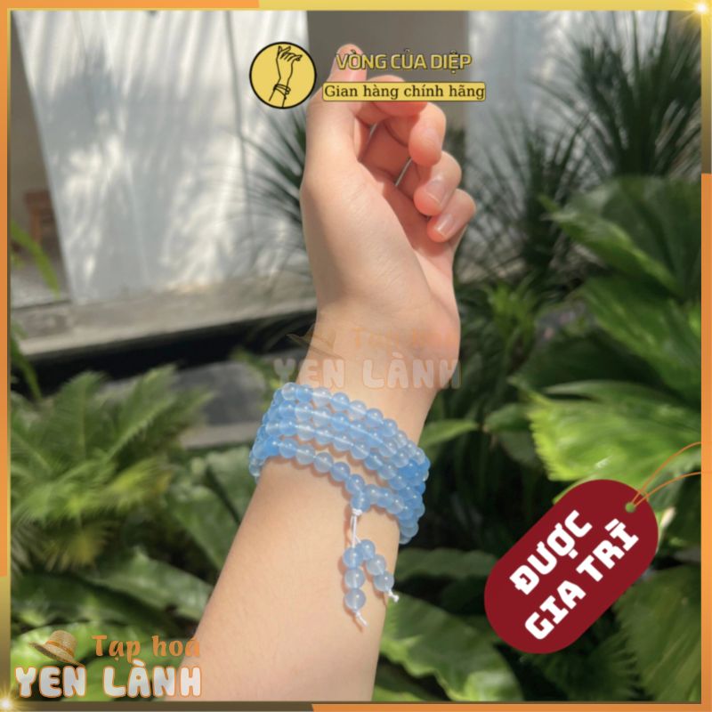 Vòng tay Đá Aquamarine (Hải Lam Xanh Biển) size 6mm, chuỗi 108 hạt hợp mệnh Thủy và Mộc, thanh lọc năng lượng