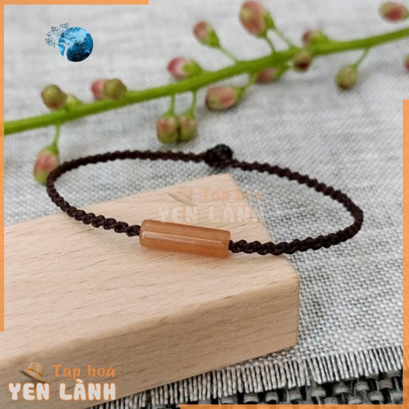 Vòng tay tết dây lu thống đá aventurine cam