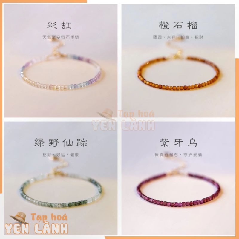 Vòng Tay Fluorite Đá Mặt Trăng Vòng Tay Garnet Nữ May Mắn Tình Yêu Vòng Tay Đặc Biệt Đá Tự Nhiên Pha Lê Đính Hạt Vòng Tay Tinh Tế Đơn Giản Vòng Tay Pha Lê