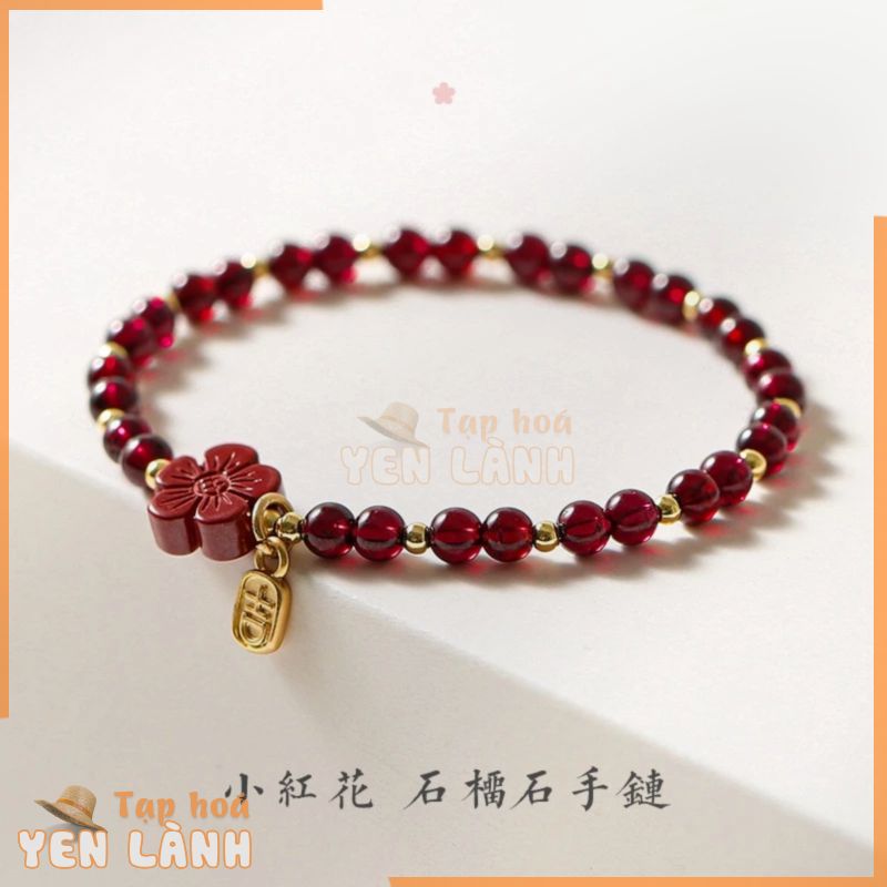 Vòng Đeo Tay Đá Garnet Tự Nhiên 4mm Thiết Kế Đơn Giản Tinh Tế Cho Nữ