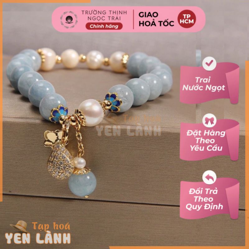 Vòng Tay Ngọc Trai Đá Xanh Lam Size 8ly Dễ Thương, Tinh Tế – Ngọc Trai Trường Thịnh