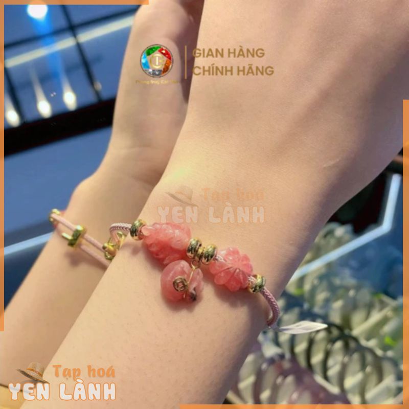 Vòng Dây Cáp Hồ Ly Cỏ Túi Tiền Móc Vàng Đá Đào Hoa Catie Gems – Vòng Phong Thủy, Mang Năng Lượng Tích Cực, May Mắn