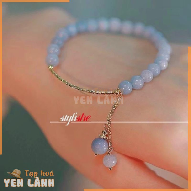 Sapphire đá tự nhiên / màu men đính cườm vòng tay dây chuyền vàng tua rua hạt mặt dây chuyền vòng tay dành cho nữ phụ kiện trang sức thời trang