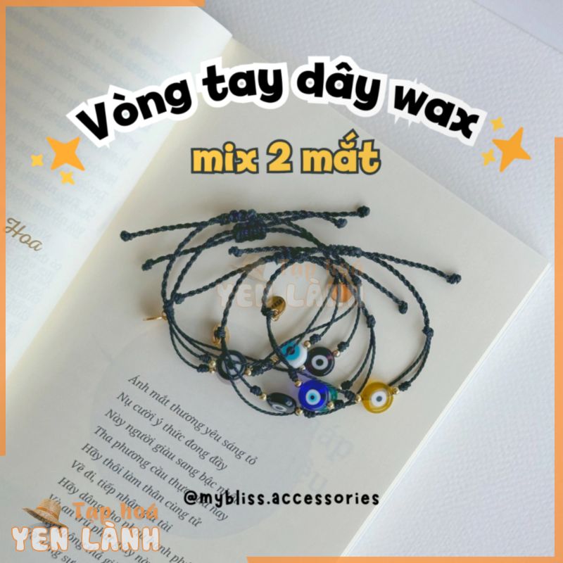 Vòng tay Evil Eye dây wax mix 2 màu Bliss Accessories [DÂY ĐEN]