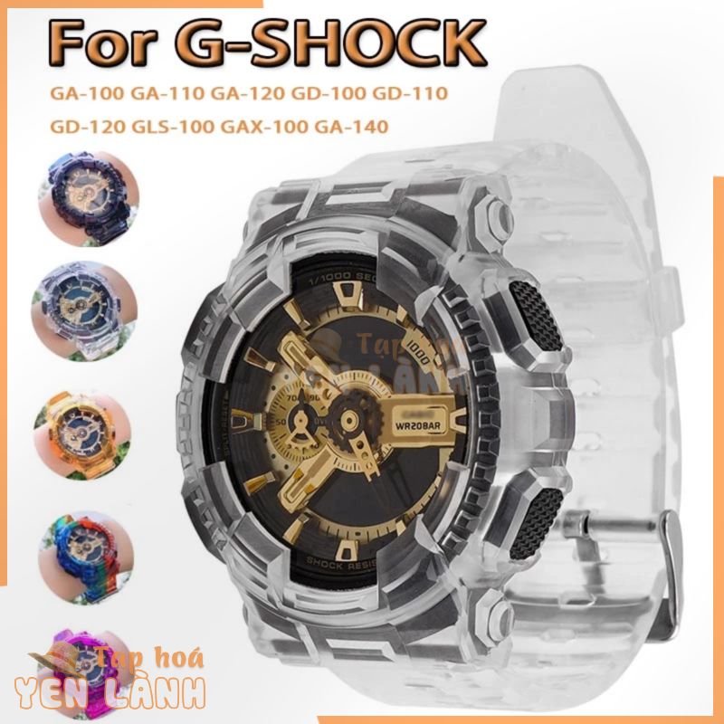 Viền Cao Su TPU + Dây Đeo Cho G-SHOCK GA-100 GA-110 GA-120 GD-100 GD-110 GD-120 GLS-100 GAX-100 GA-140 Cùng Một Phong Cách, Dây Đeo Thể Thao Chống Nước Cho Nam Và Nữ Phụ Kiện Vòng Đeo Tay Dây Đồng Hồ Màu Kẹo Chuyển Sắc