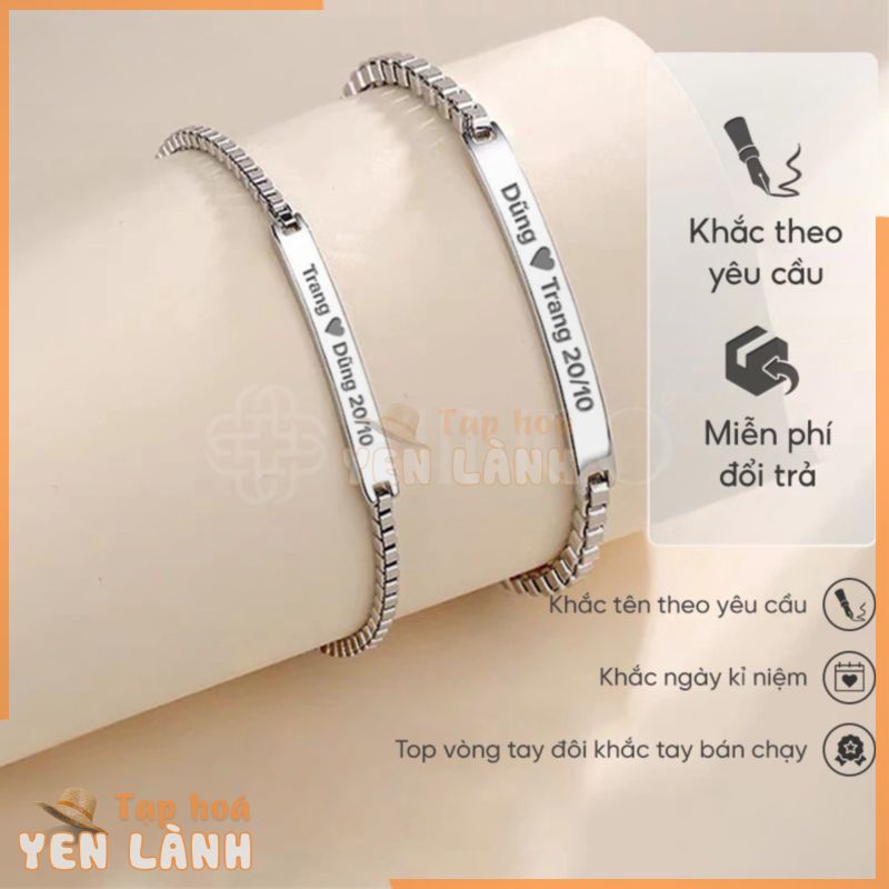 Vòng Tay Cặp Khắc Tên Miễn Phí Minco Accessories Lắc Tay Đôi Nam Nữ Bạn Thân Màu Bạc S925 Phụ Kiện Thời Trang Đẹp LT01