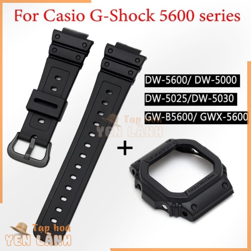 Gờ đồng hồ silicon + dây đeo cho casio g-shock dw-5600e dw-5700 dw-5735 gw-b5600 gwx-5600 vỏ đồng hồ 5600 phụ kiện trang bị lại vòng đeo tay