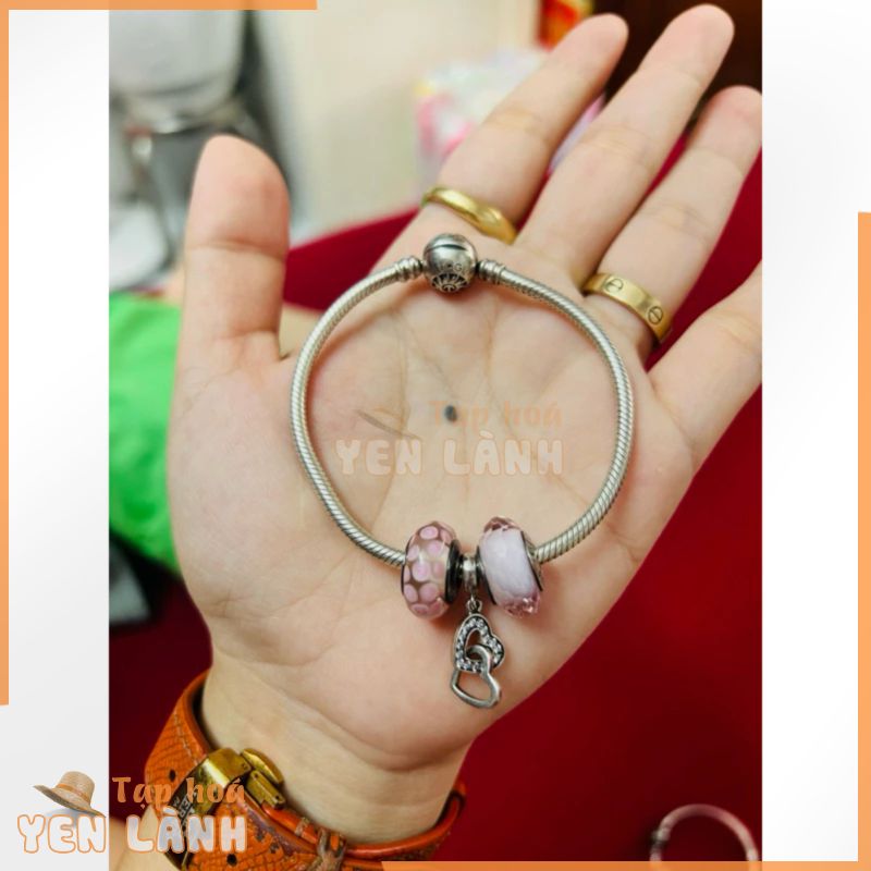 Vòng tay bạc 925 & 3 charm bạc Hãng GLAMULET ( Vừa với Charm Pandora)